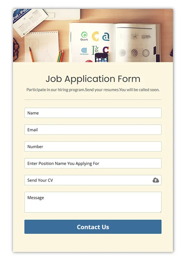 Job Application Form template